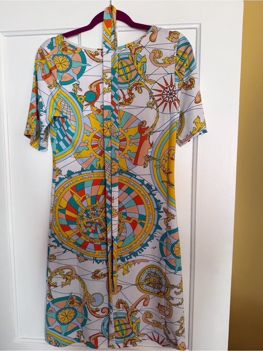 Emilio Pucci White Multi-Color Nautical Print Midi Dress